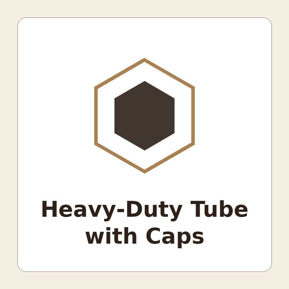 Thick-walled heavy-duty shipping tube with secure metal end caps and a printed brand logo