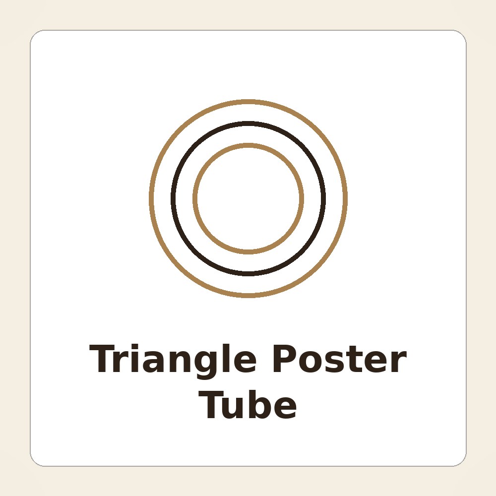 Triangular poster tube with a printed brand logo, stackable and space-saving for shipping