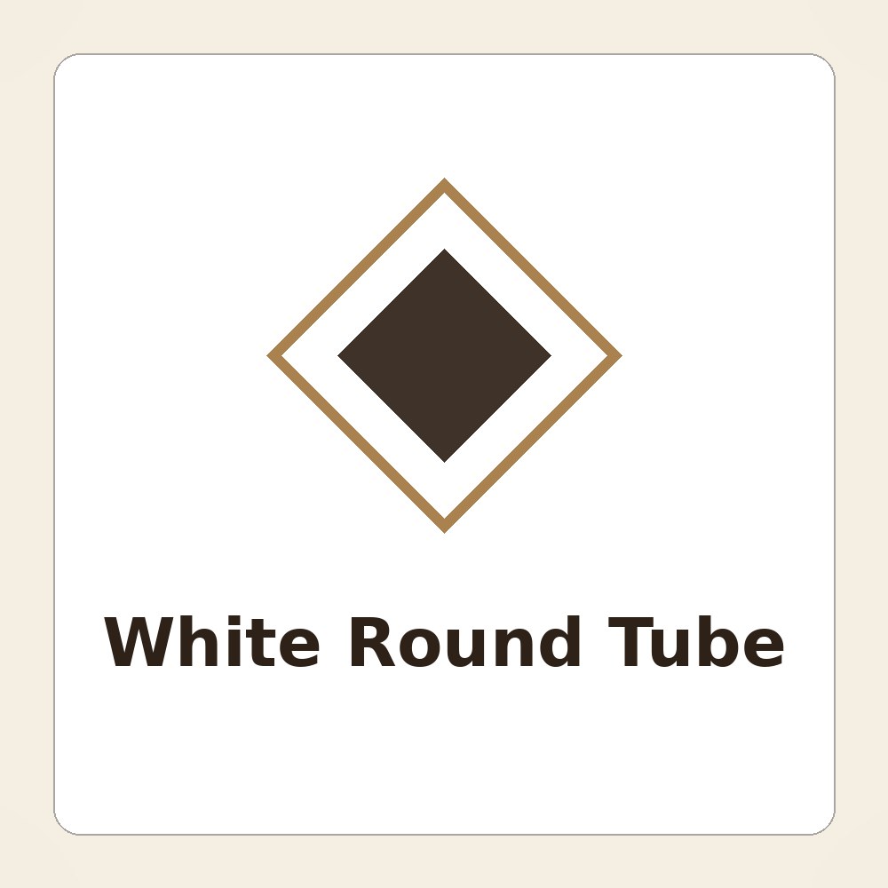 Glossy white round shipping tube with a full-color printed brand logo holding a premium print